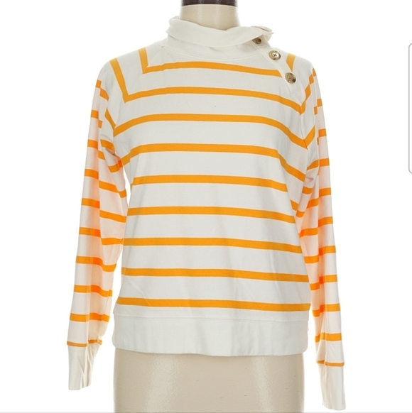 J. Crew Factory Sweaters - J. Crew Yellow Striped Crew Pullover Sweater